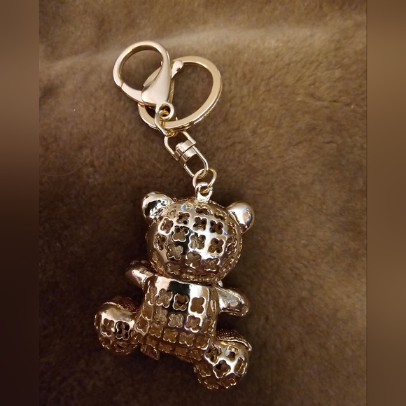 6x4 cm, Pink & Gold Crystal Teddy Bear🧸 Keychain, NWT - Picture 3 of 3